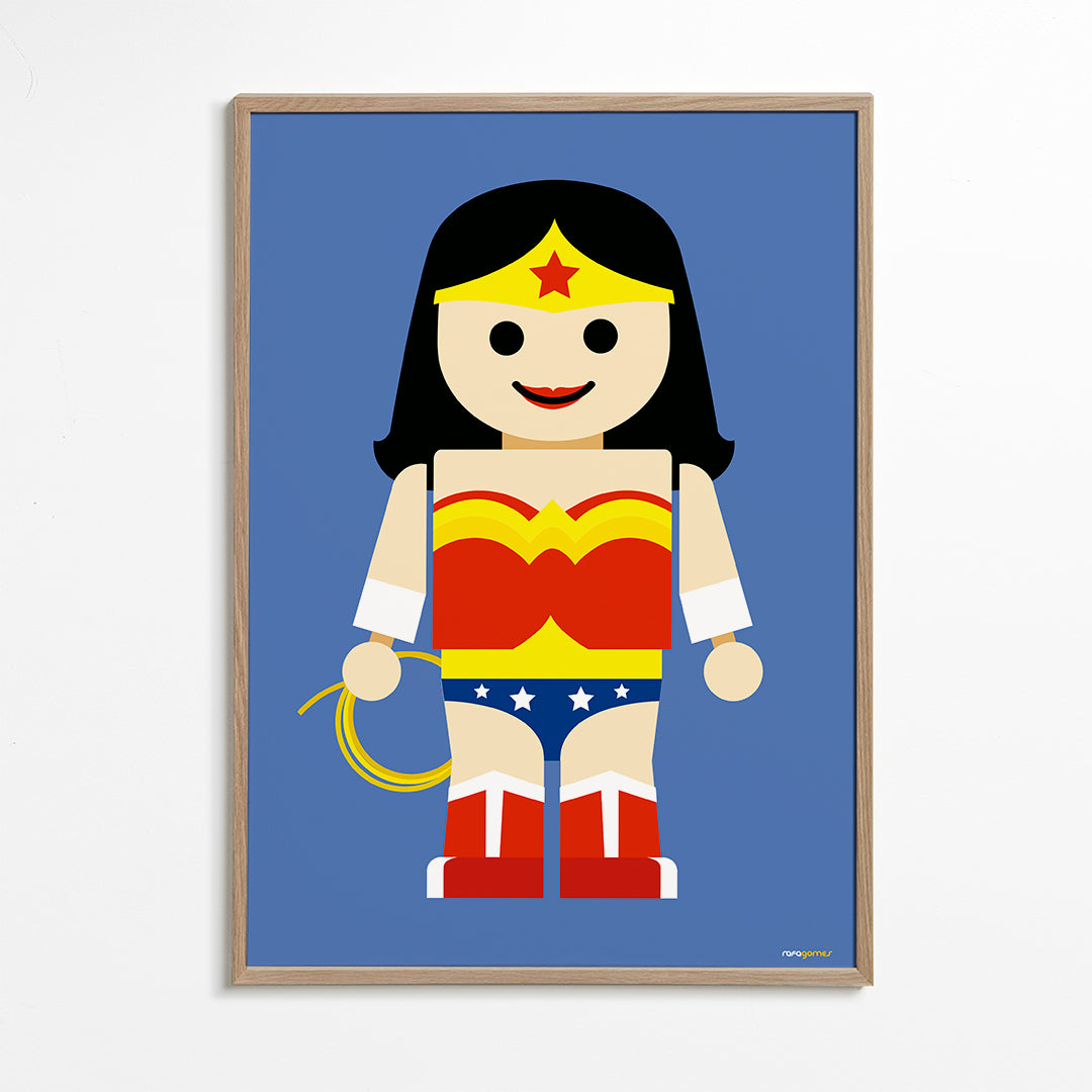 Speelgoed Wonder Woman illustratie op blauwe achtergrond
