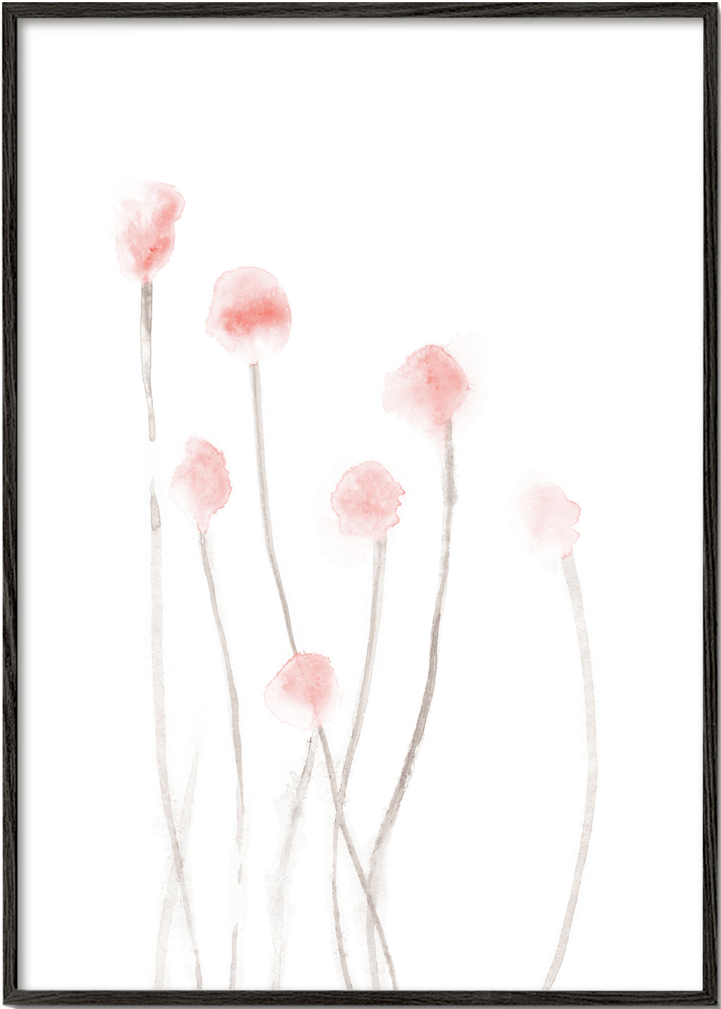 Botanisch poster met kwetsbare roze bloemen