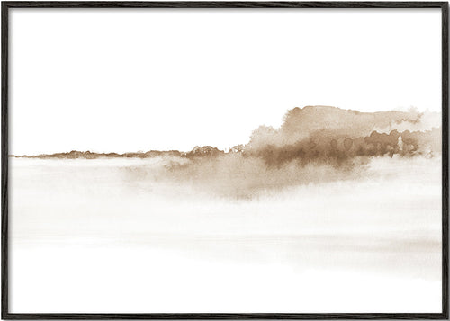 Sepia aquarel landschap