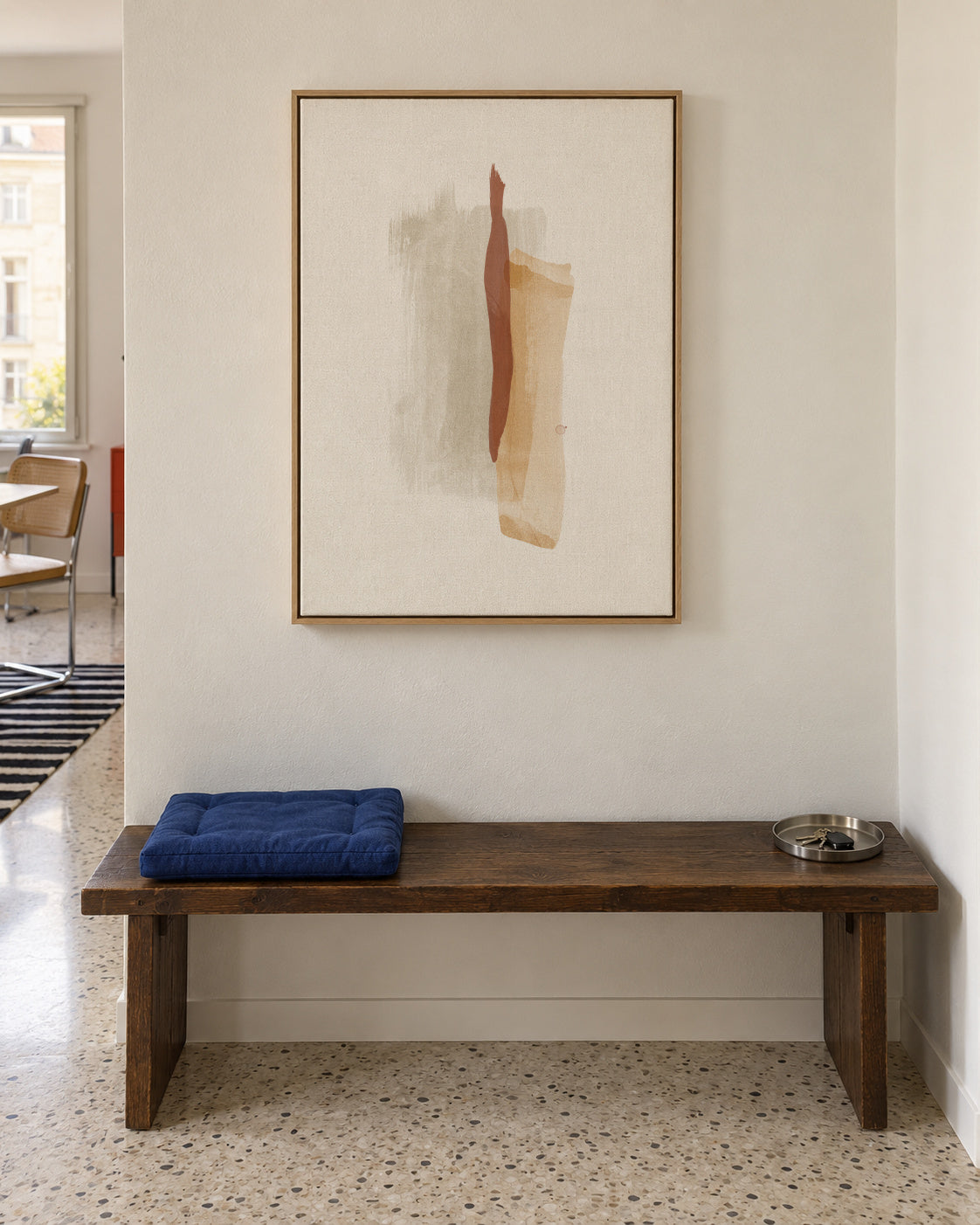 Brush strokes N 5 Warm colors - Framed canvas in an interior