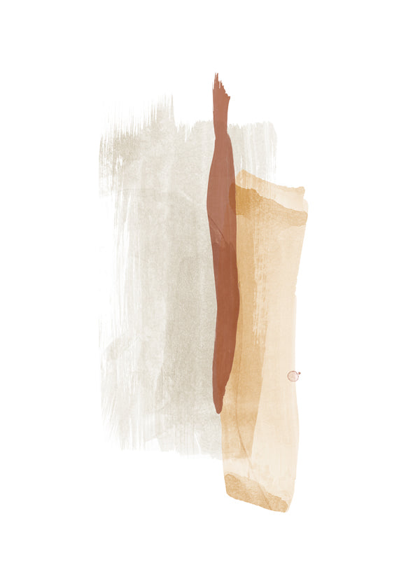 Abstracte kunst met warme penseelstreken verticaal
