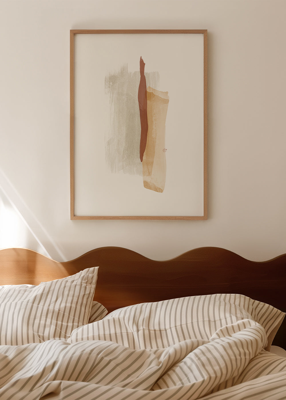 Abstracte kunst met warme penseelstreken verticaal