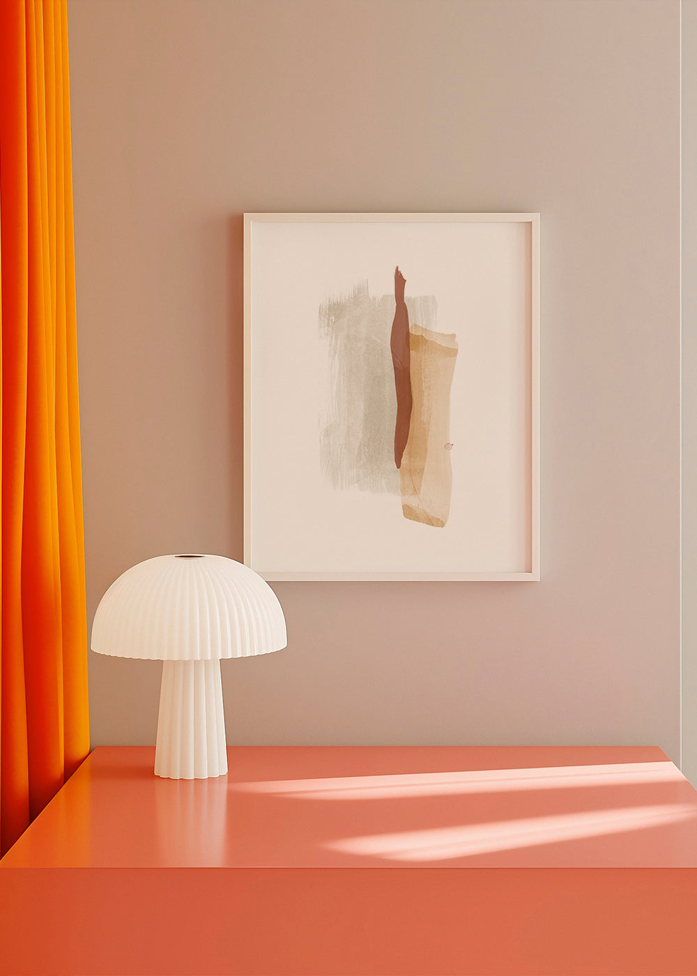 Abstracte kunst met warme penseelstreken verticaal