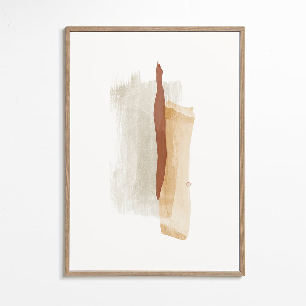 Abstracte kunst met warme penseelstreken verticaal