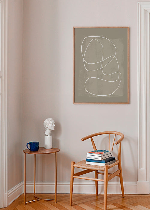 Minimalistisch kunstwerk met witte lijn