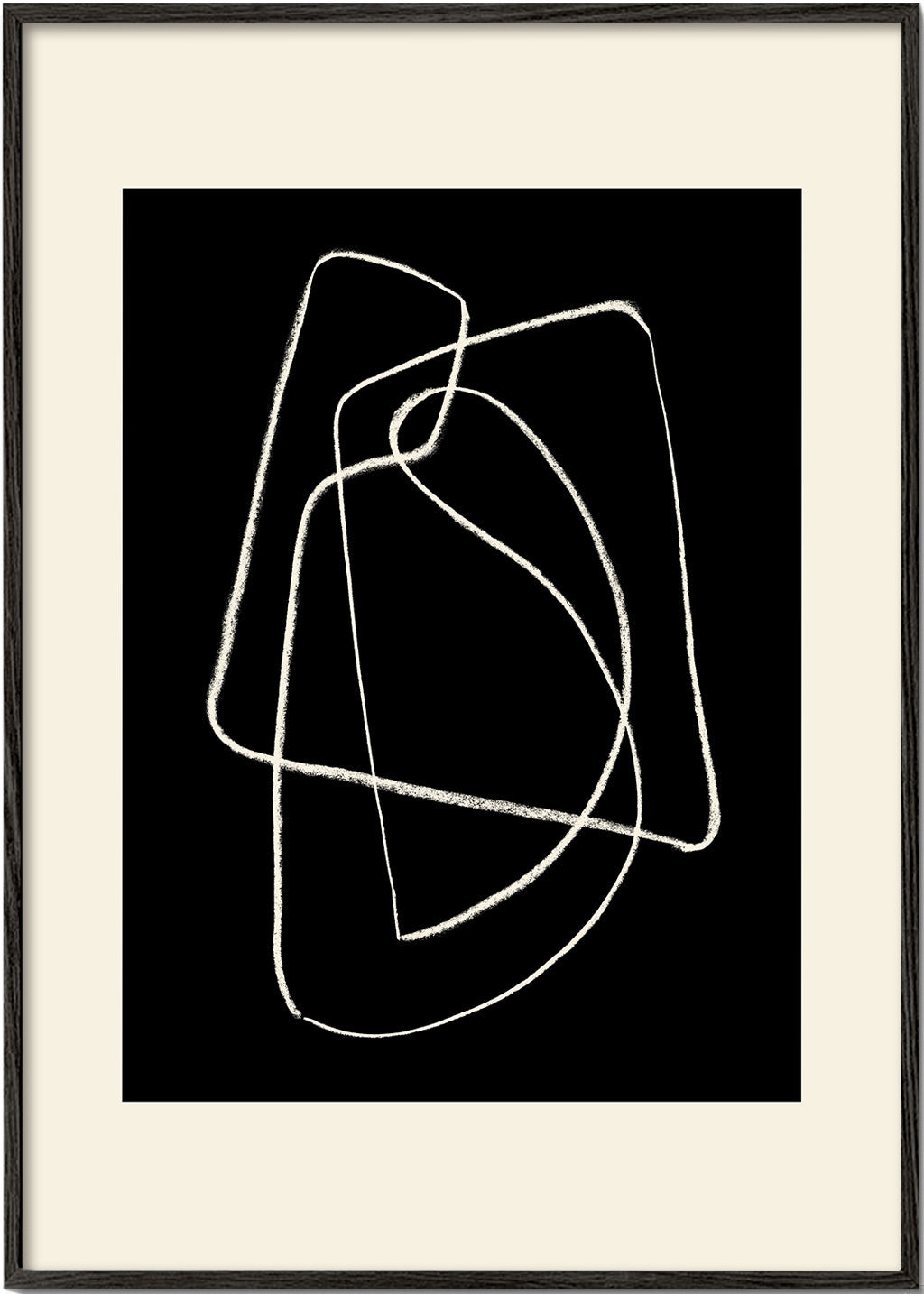 Zwart-wit kunst met abstracte lijnschets
