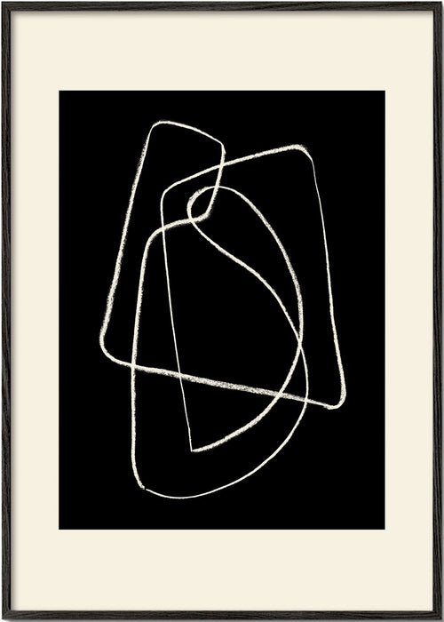 Zwart-wit kunst met abstracte lijnschets