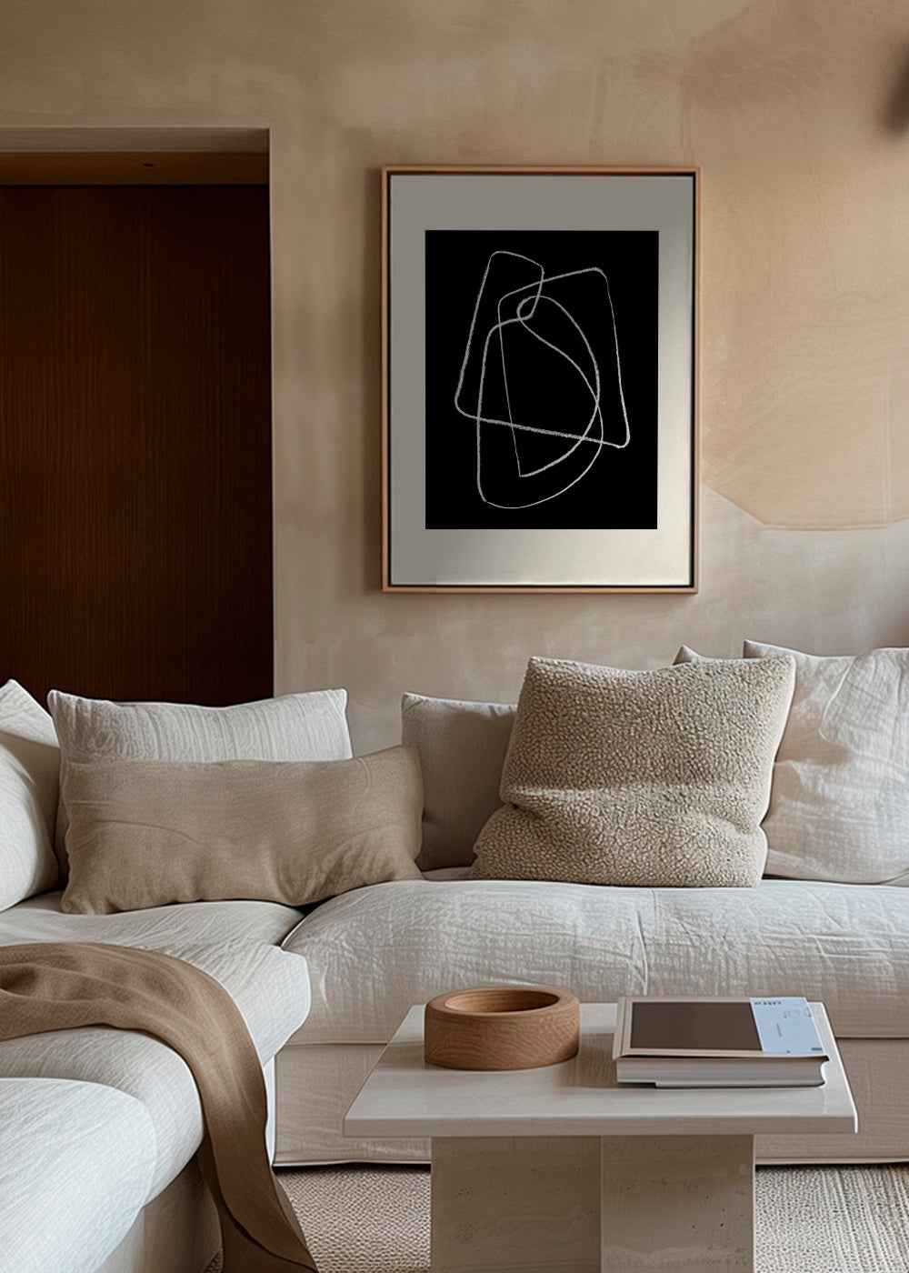 Zwart-wit kunst met abstracte lijnschets