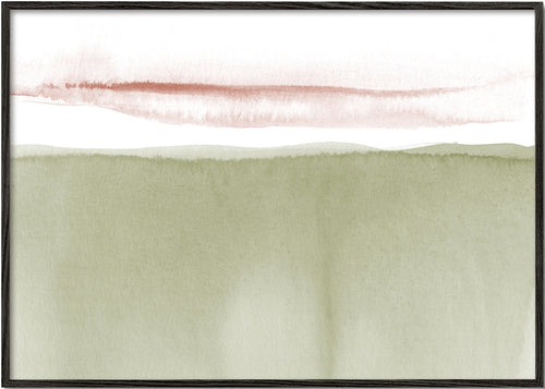 Landschap aquarel olijfgroen minimal