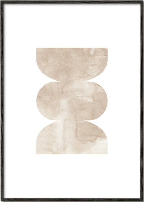 Abstract kunstwerk beige met gestapelde vormen