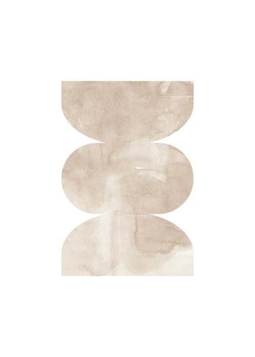 Abstract kunstwerk beige met gestapelde vormen