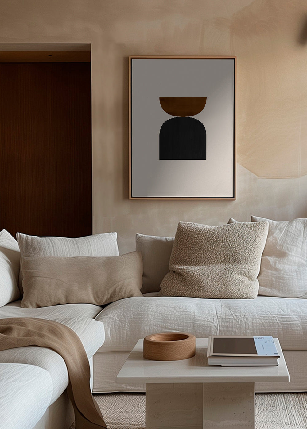 Geometrische poster met minimalistische bruine en zwarte vormen