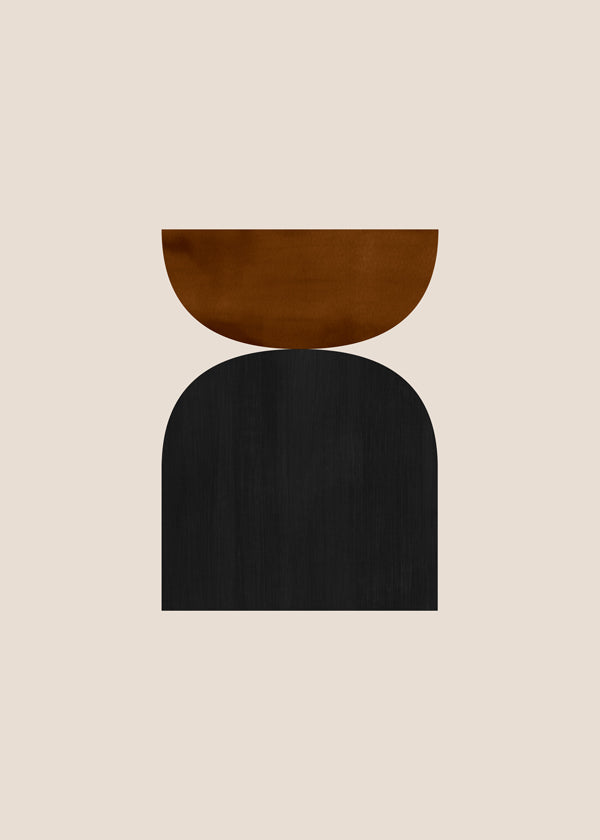 Geometrische poster met minimalistische bruine en zwarte vormen