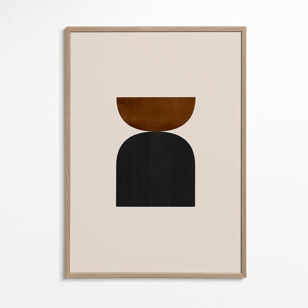 Geometrische poster met minimalistische bruine en zwarte vormen