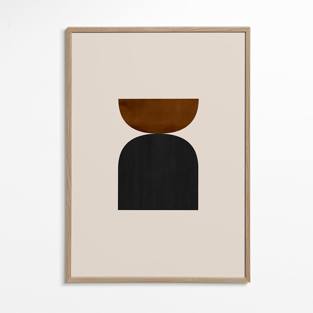 Geometrische poster met minimalistische bruine en zwarte vormen