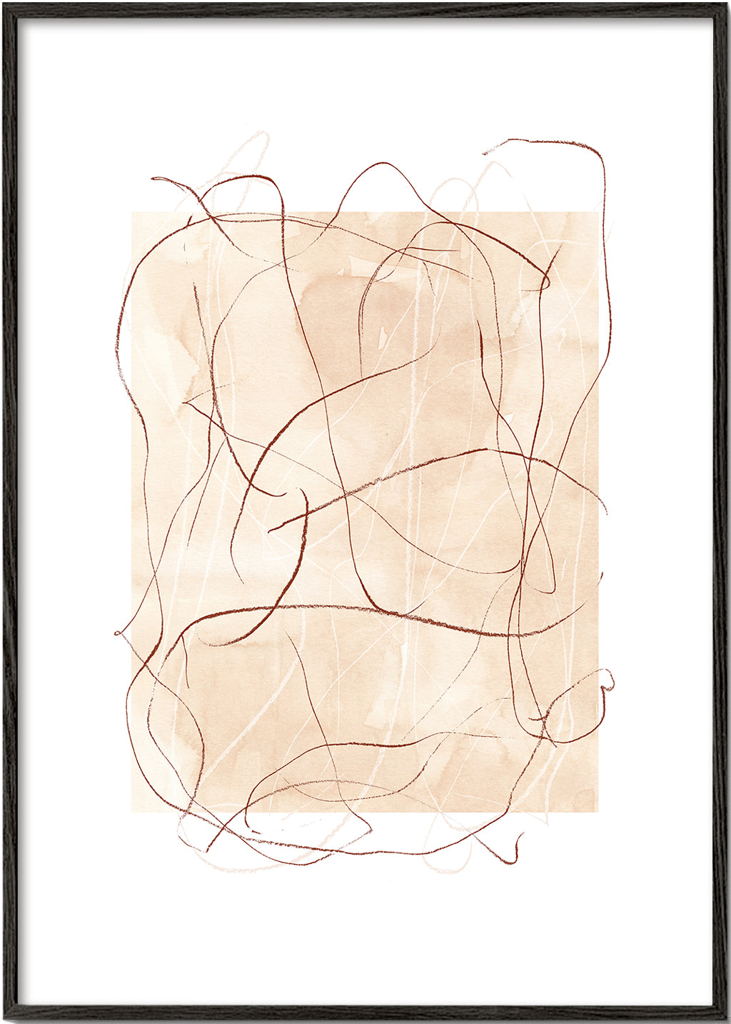 Abstract kunstwerk terra met losse lijnen