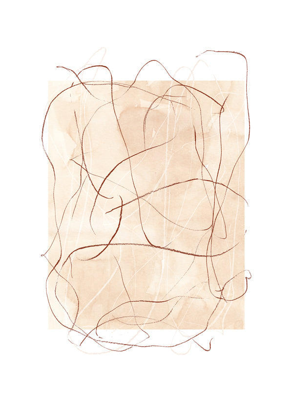 Abstract kunstwerk terra met losse lijnen