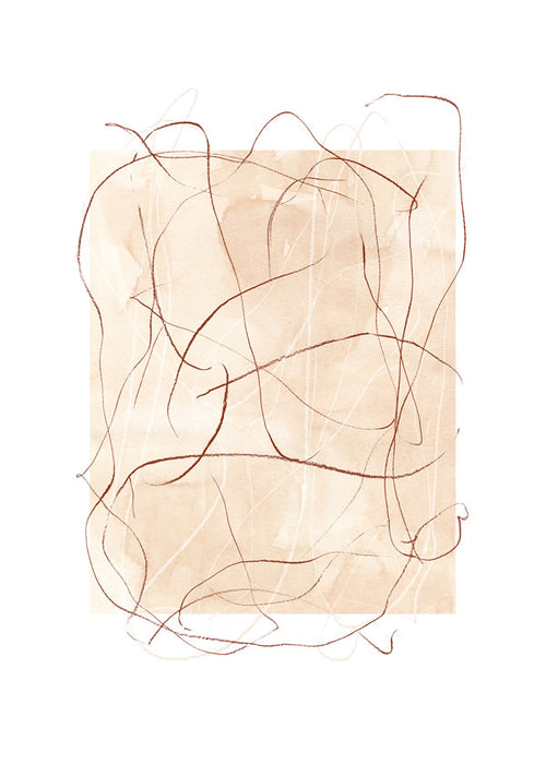 Abstract kunstwerk terra met losse lijnen