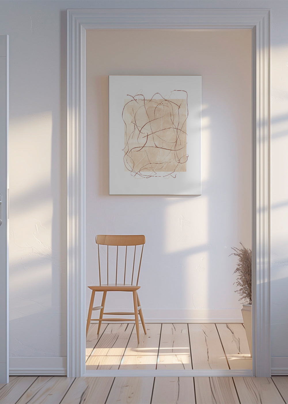 Abstract kunstwerk terra met losse lijnen