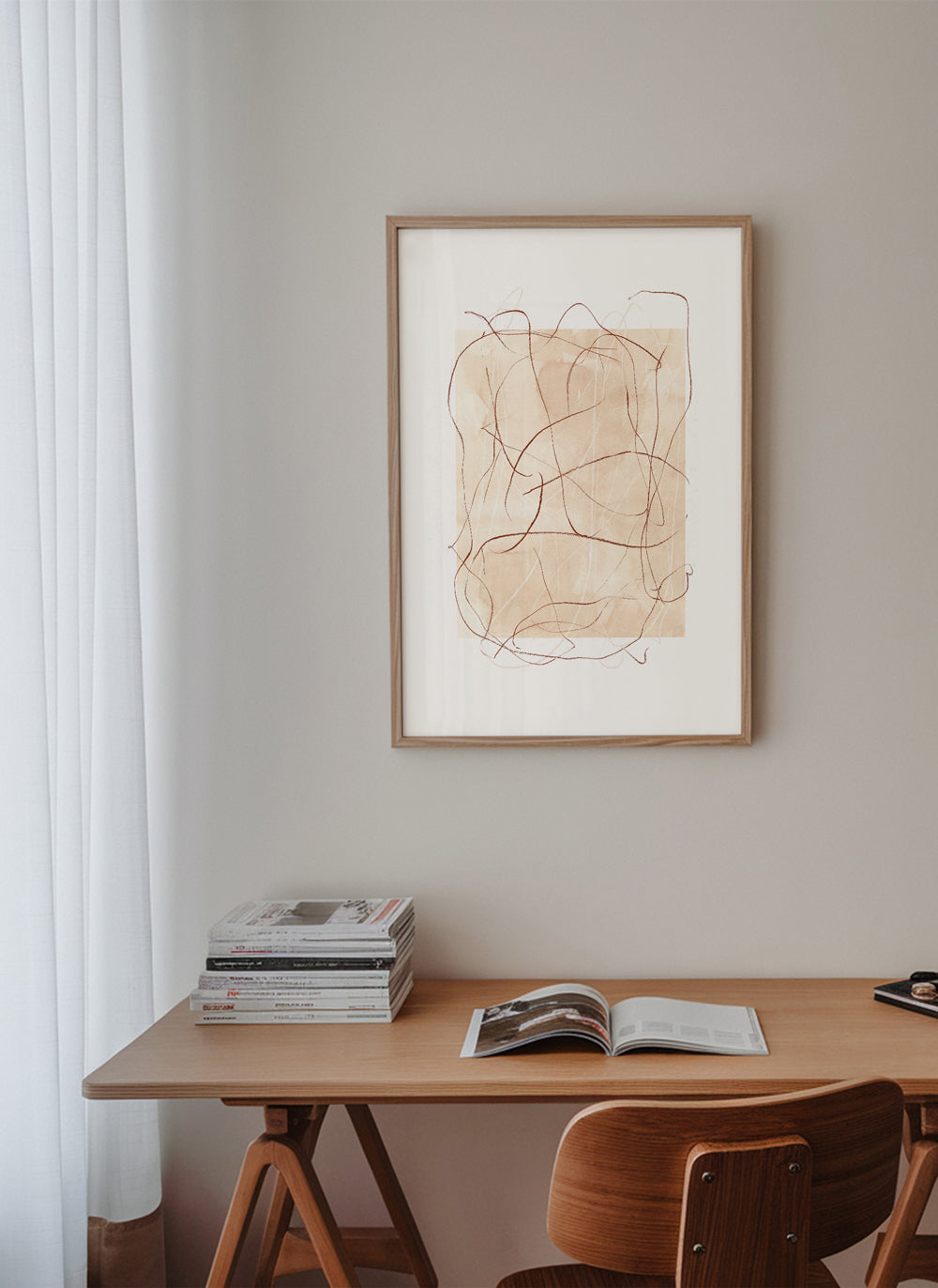 Abstract kunstwerk terra met losse lijnen