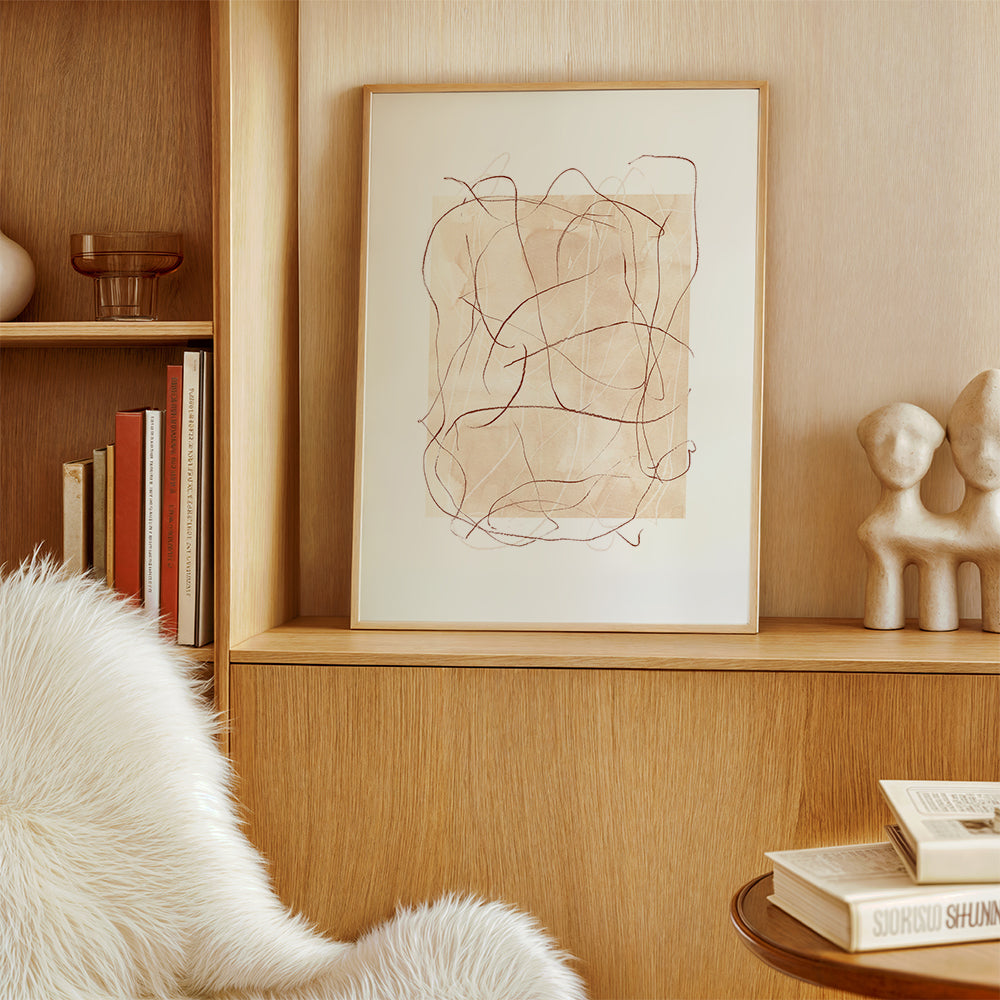 Abstract kunstwerk terra met losse lijnen