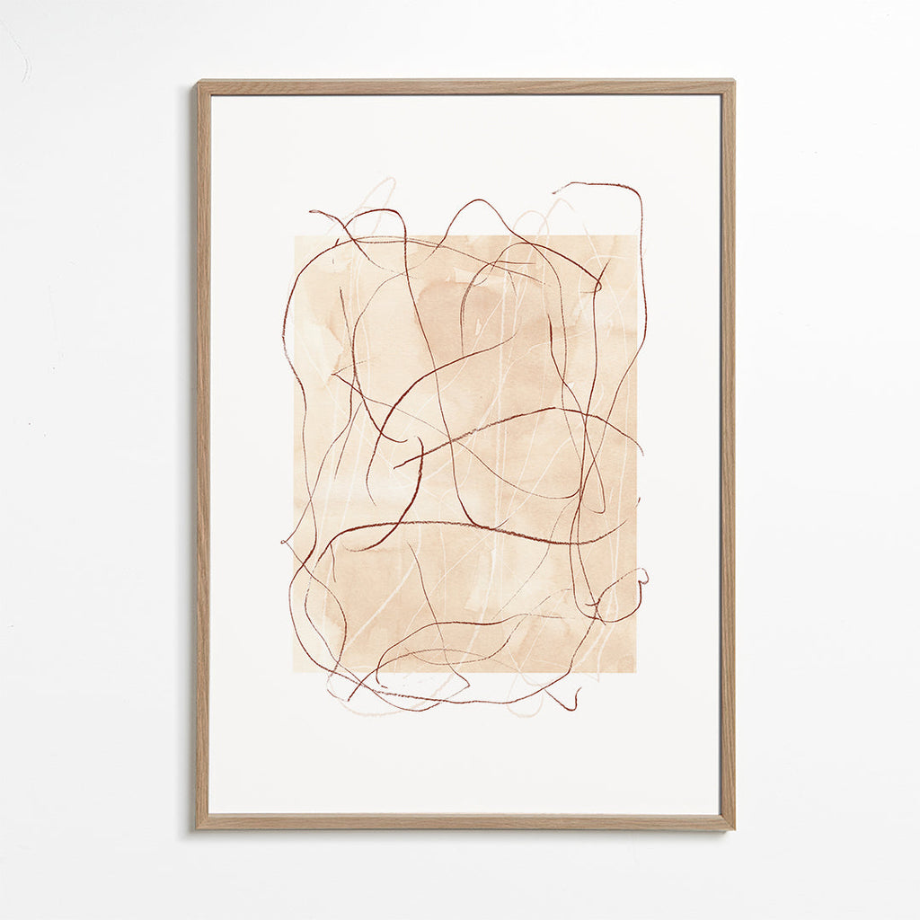Abstract kunstwerk terra met losse lijnen