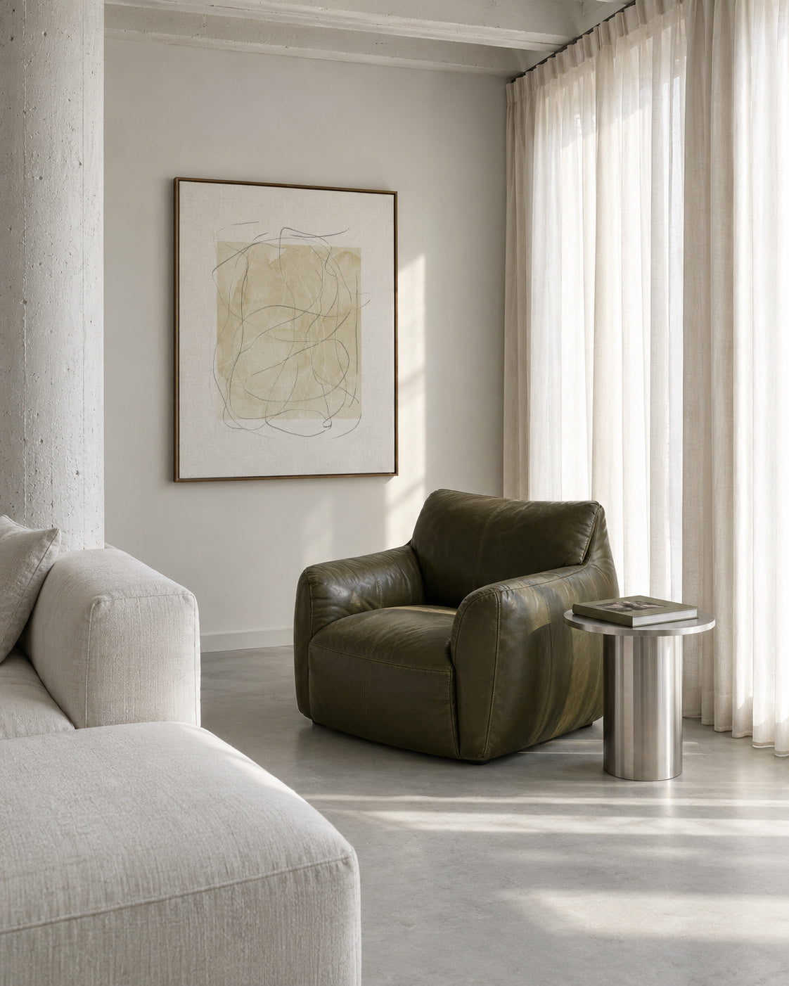 Whimsy Nº5 - Moss Green - Framed canvas in an interior