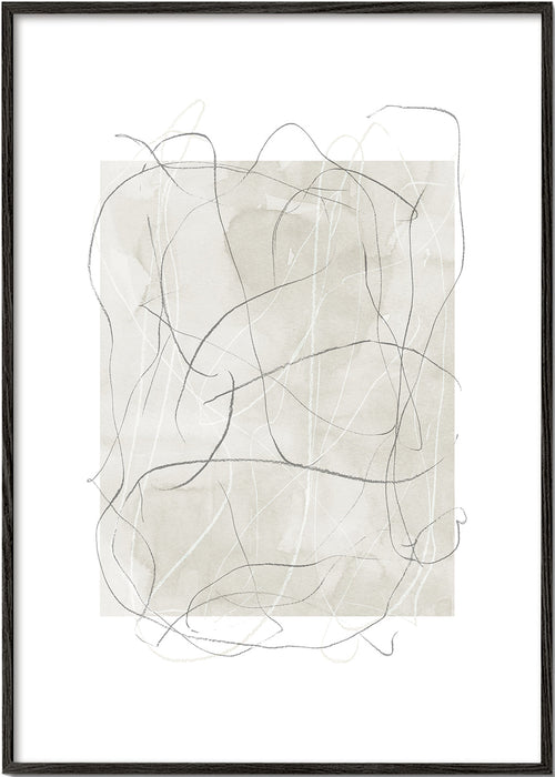 Abstract kunst: beige vlak met grijze lijnen
