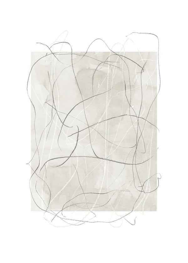 Abstract kunst: beige vlak met grijze lijnen