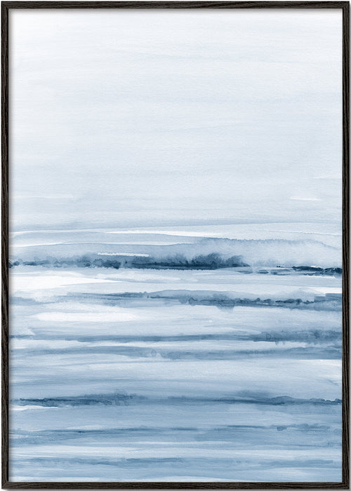 Landschap aquarel in indigo blauw