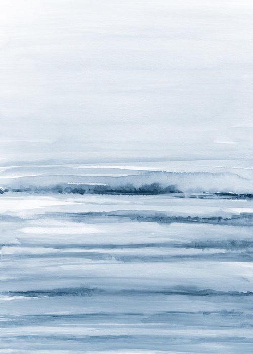 Landschap aquarel in indigo blauw