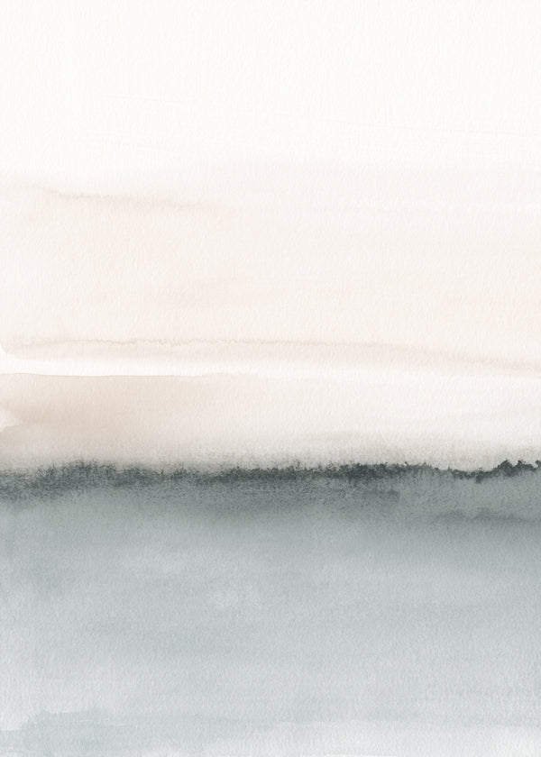 Aquarel landschap koraal en grijs