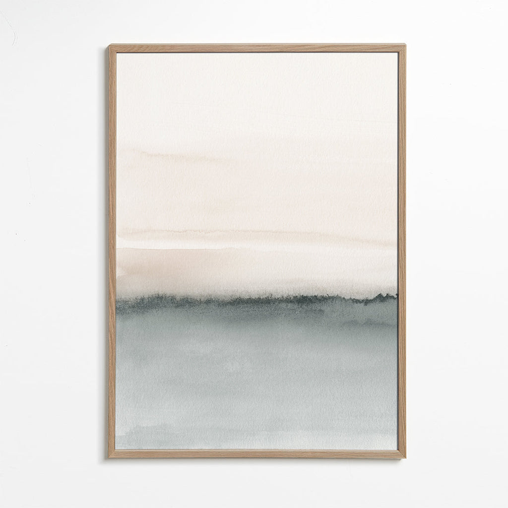 Aquarel landschap koraal en grijs