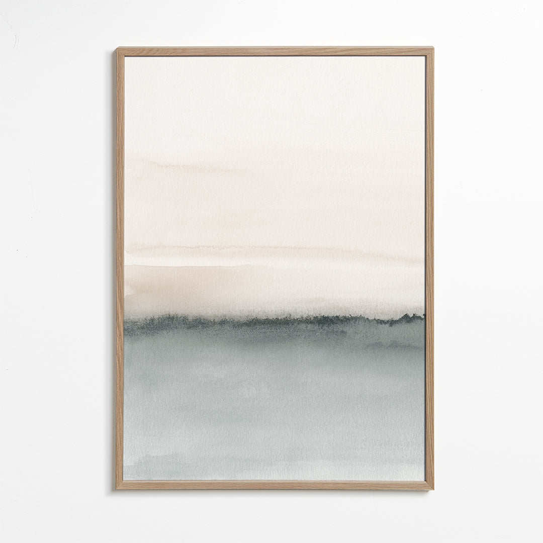 Aquarel landschap koraal en grijs