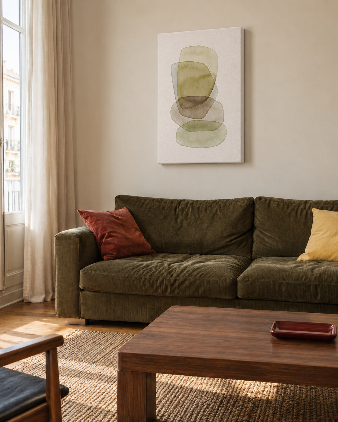 Watercolor abstraction 1 - Unframed canvas in an interior