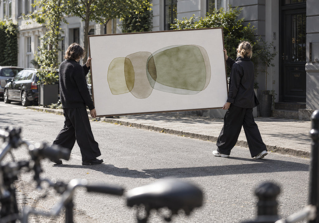 Watercolor abstraction 2 - Framed canvas in an interior
