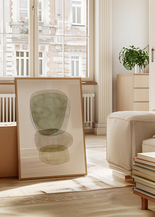 Abstract kunst met groene aquarelvormen