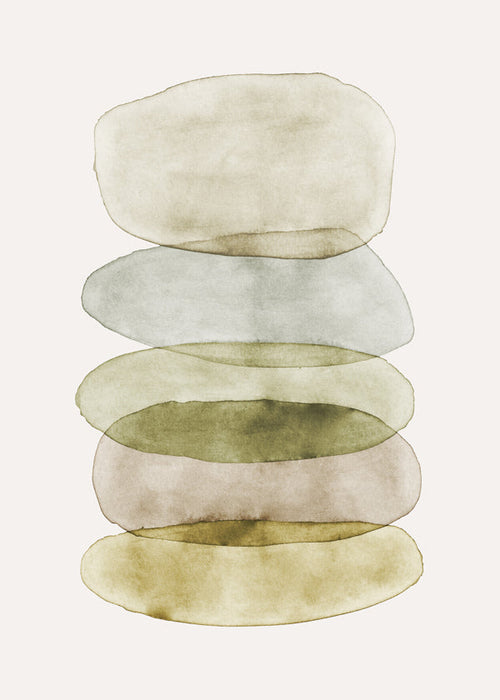 Abstract kunstwerk met gestapelde aquarelvormen