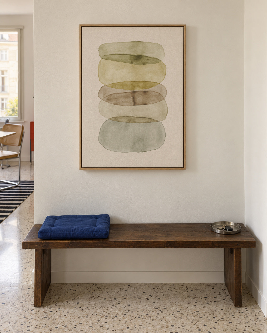Watercolor abstraction 5 - Framed canvas in an interior