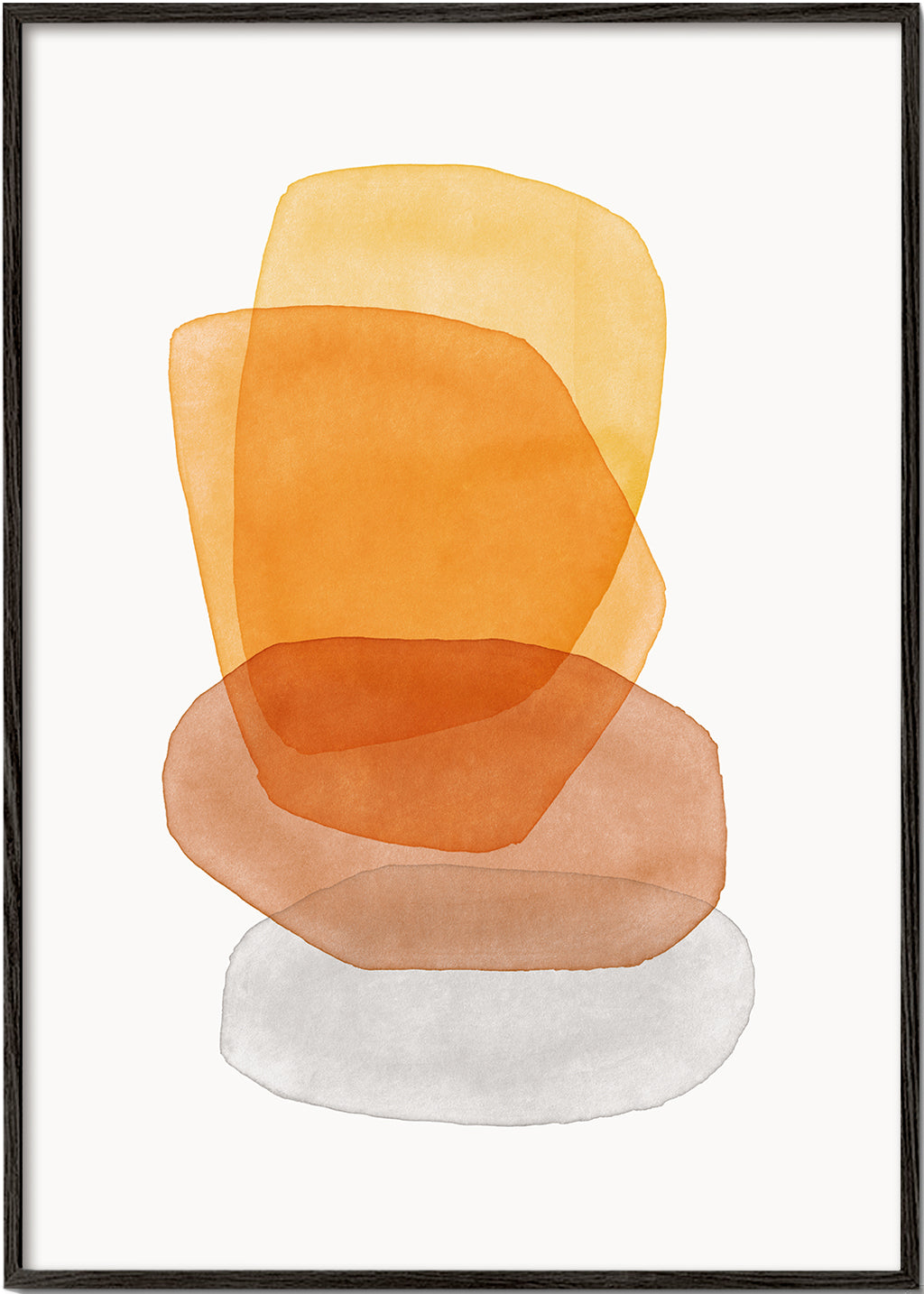 Abstracte kunst met oker opgestapelde vormen