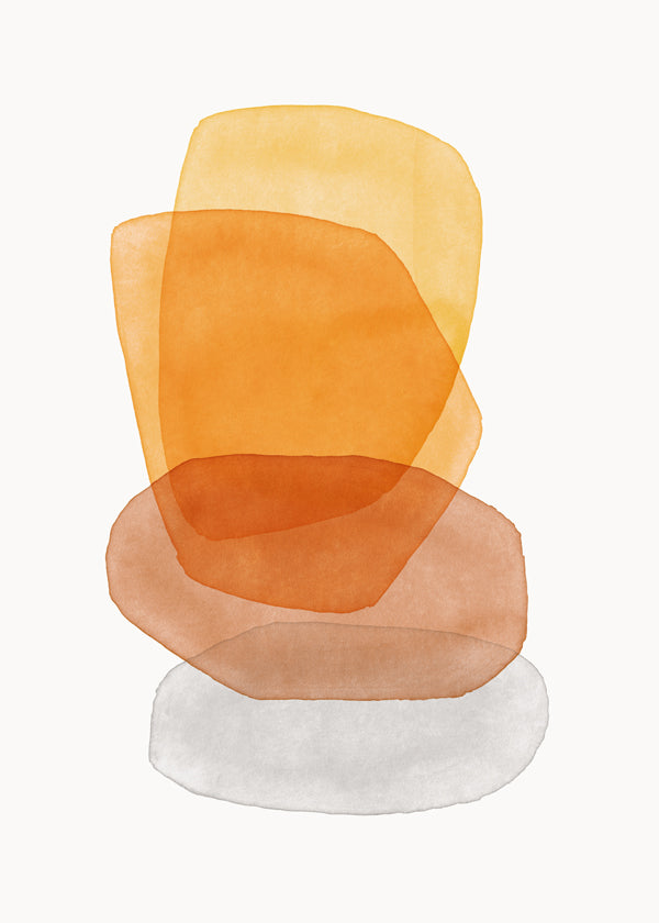 Abstracte kunst met oker opgestapelde vormen