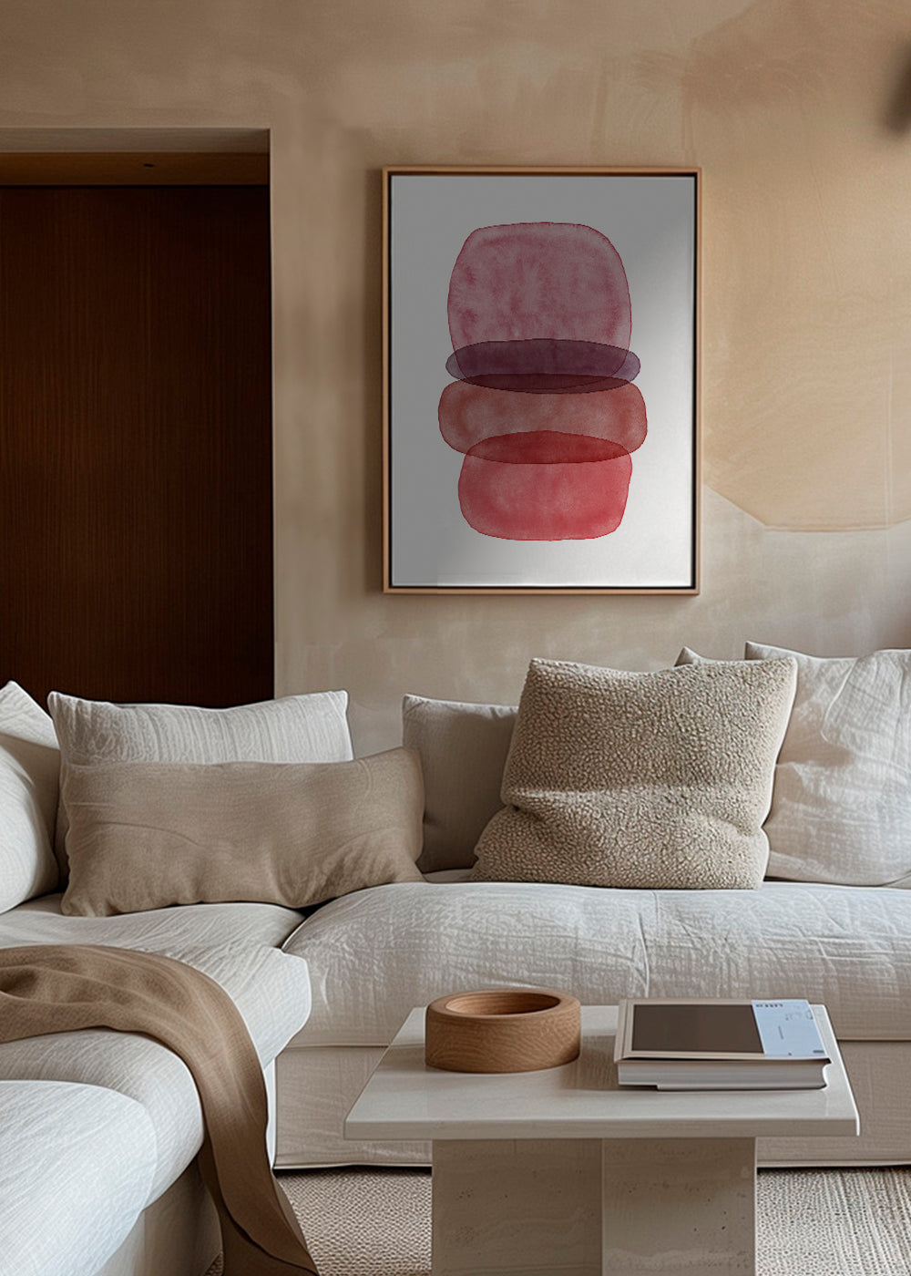 Abstract aquarel vormen in bordeaux