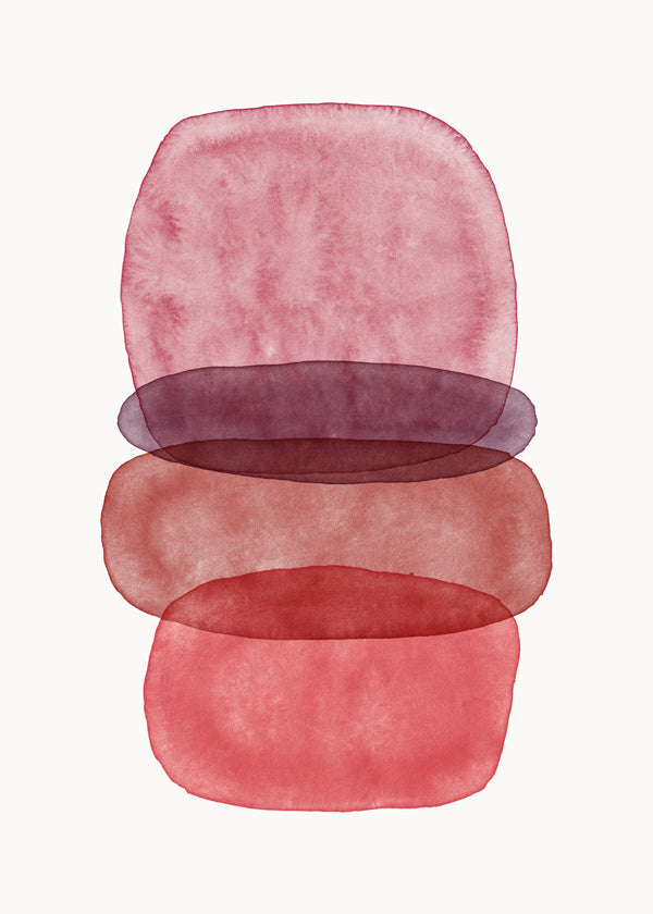 Abstract aquarel vormen in bordeaux