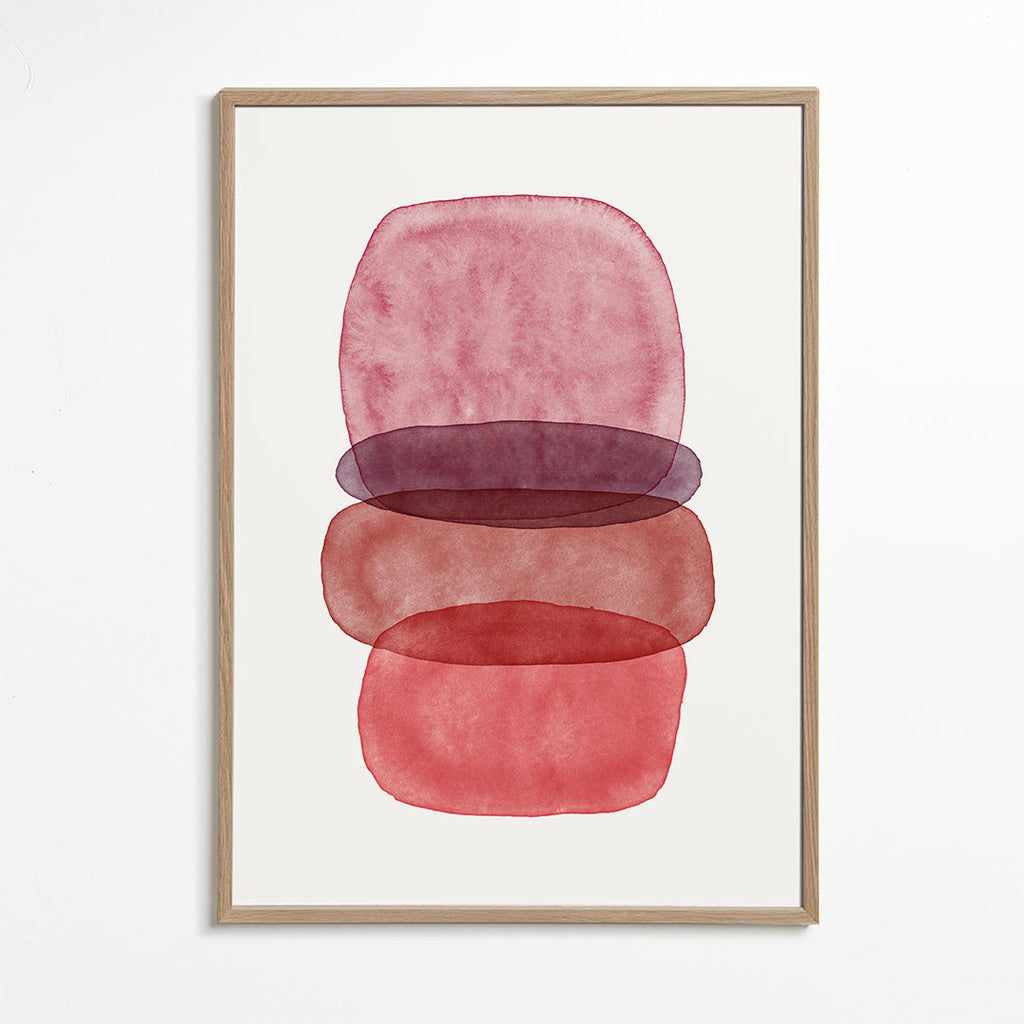 Abstract aquarel vormen in bordeaux