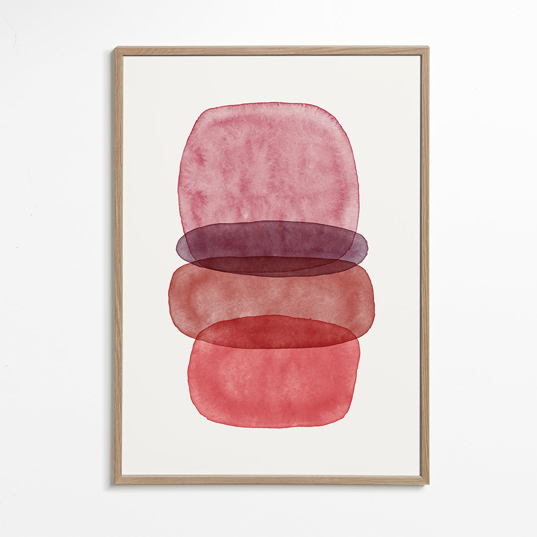 Abstract aquarel vormen in bordeaux