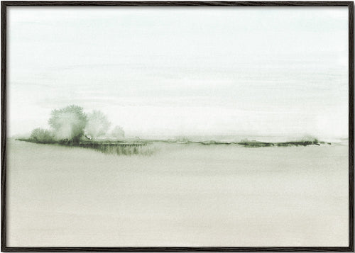 Landschapsschilderij aquarel met zacht horizon