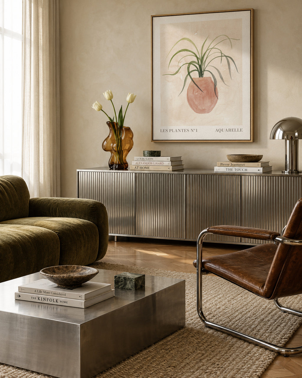 Les plantes Nº1 - Framed canvas in an interior