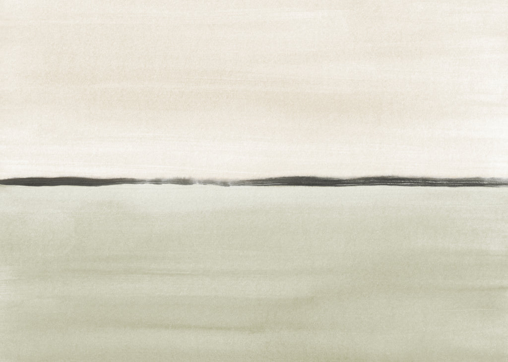 Minimalist horizon in soft olive green and sepia - Unframed art print