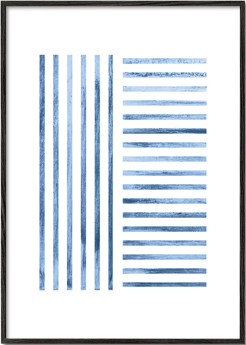 Geometrische print met blauwe strepen