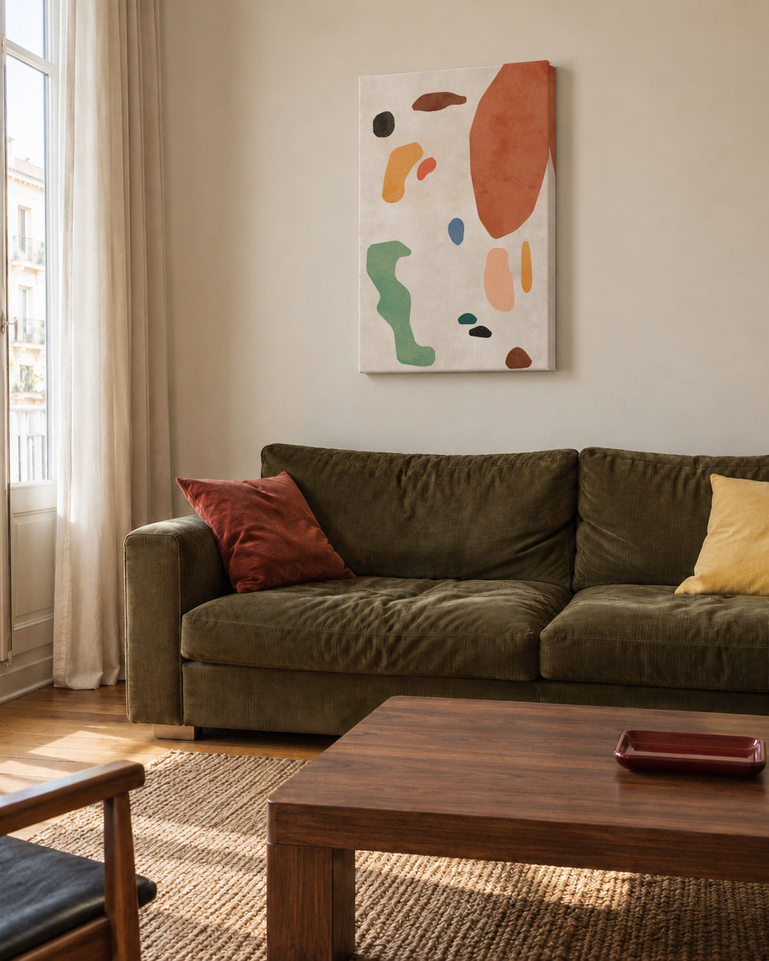 Organic Shapes Terracota 2 - Unframed canvas in an interior